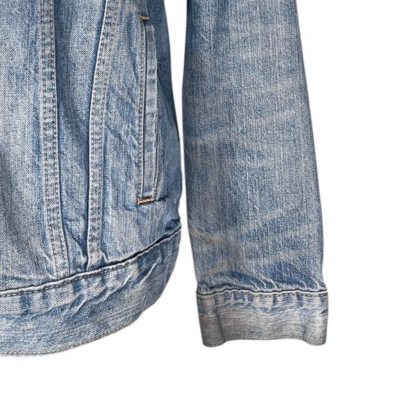 Levi's Denim Jacket Men's Blue Distressed Trucker Red Tab 100% Cotton Size Large - Picture 12 of 12